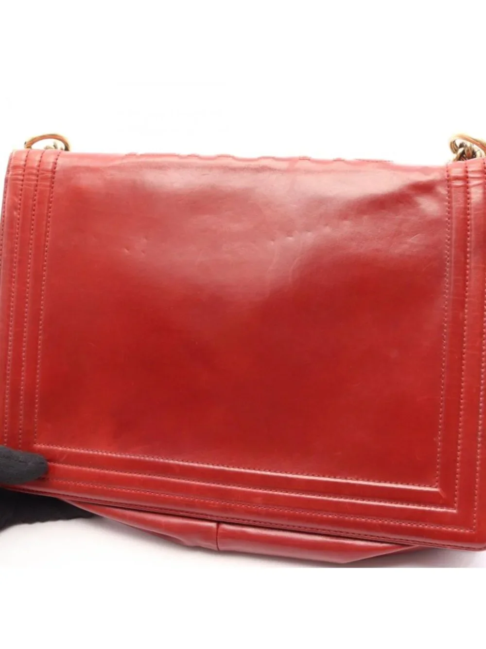Chanel Shoulder Bag Boy Red Leather Chain